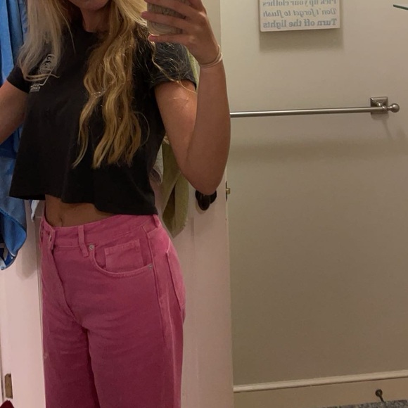 Zara Pink Wide Leg Jeans - Picture 3 of 3